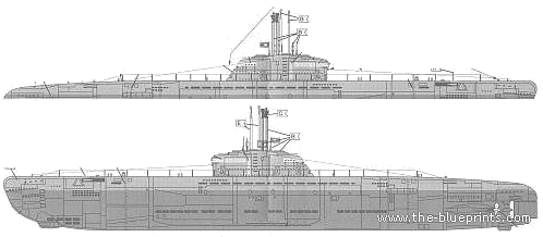 Корабль DKM U-Boot Typ XXI (Submarine) - чертежи, габариты, рисунки