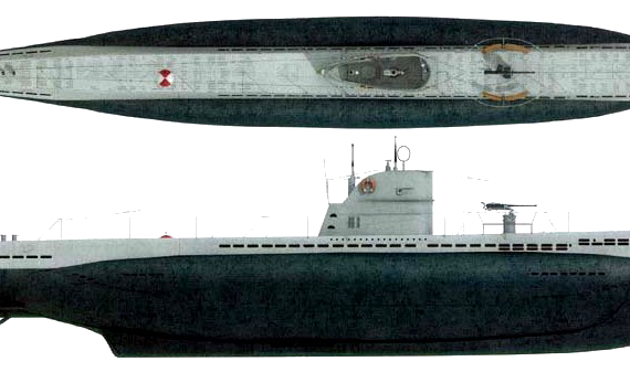 Submarine DKM U-boat Type IID - drawings, dimensions, figures