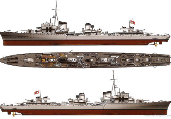 Корабль DKM Z-25 (Destroyer) - чертежи, габариты, рисунки
