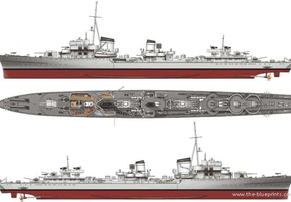 Корабль DKM Z-25 Zerstorser (1944) - чертежи, габариты, рисунки