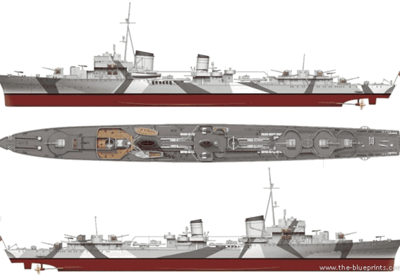 Корабль DKM Z-30 Zerstorser (1942) - чертежи, габариты, рисунки