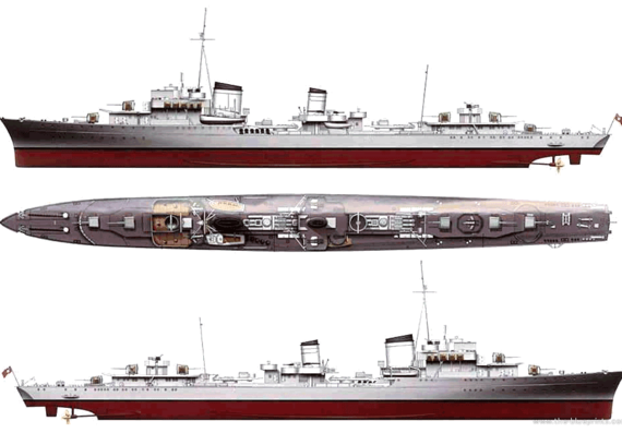 Корабль DKM Z-43 (Zerstorer) (1944) - чертежи, габариты, рисунки