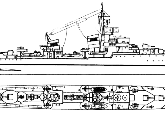 Эсминец DKM Z-51 (Destroyer) - чертежи, габариты, рисунки
