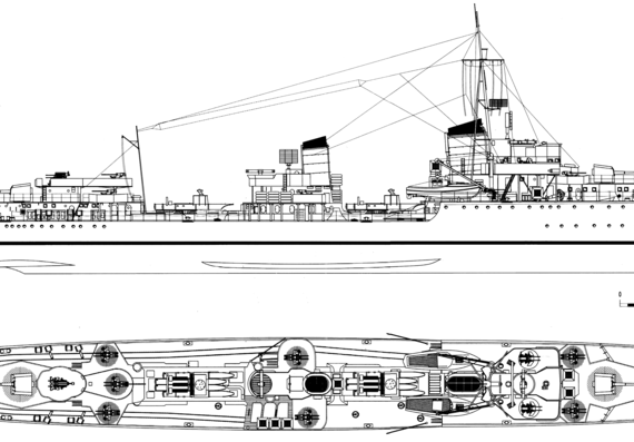 Эсминец DKM Z15 Erich Steinbrinck 1945 (Destroyer) - чертежи, габариты, рисунки