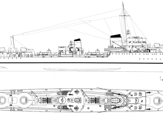 Эсминец DKM Z17 Diether von Roeder 1939 (Destroyer) - чертежи, габариты, рисунки