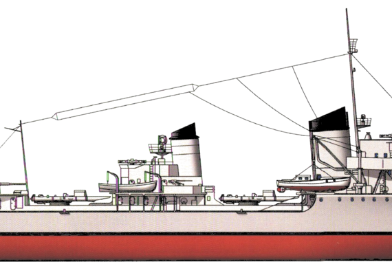 Эсминец DKM Z1 Leberecht Maass 1939 (Destroyer) - чертежи, габариты, рисунки