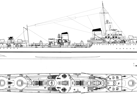 Эсминец DKM Z20 Karl Galster 1942 (Destroyer) - чертежи, габариты, рисунки