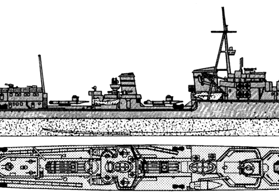 Ship DKM Z28 (Destroyer) - drawings, dimensions, figures