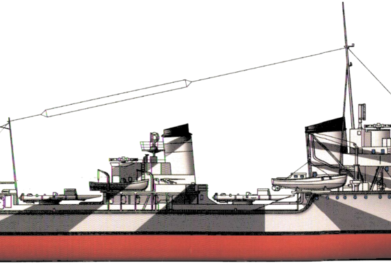Эсминец DKM Z6 Theodor Riedel 1942 (Destroyer) - чертежи, габариты, рисунки