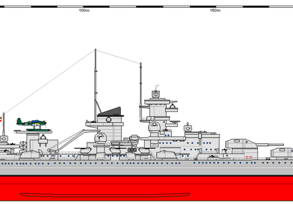 Корабль D BB Scharnhorst - чертежи, габариты, рисунки