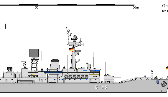 Корабль D DDG Leander Lutjens AU - чертежи, габариты, рисунки