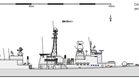 Корабль D FF Bremer Vulcan F122 AAW - чертежи, габариты, рисунки