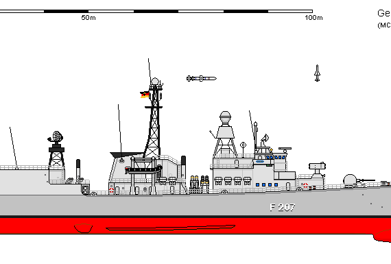 Корабль D FF Klasse 122 Bremen - чертежи, габариты, рисунки