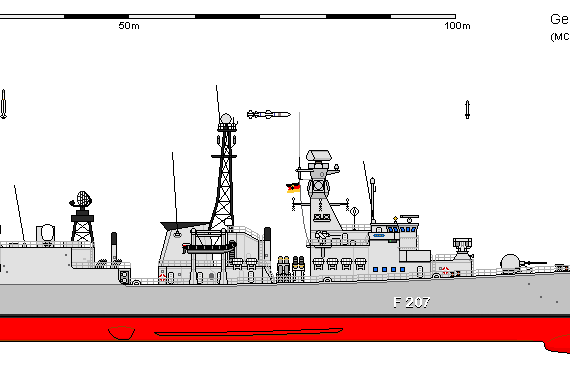 Корабль D FF Klasse 122b Bremen AU - чертежи, габариты, рисунки