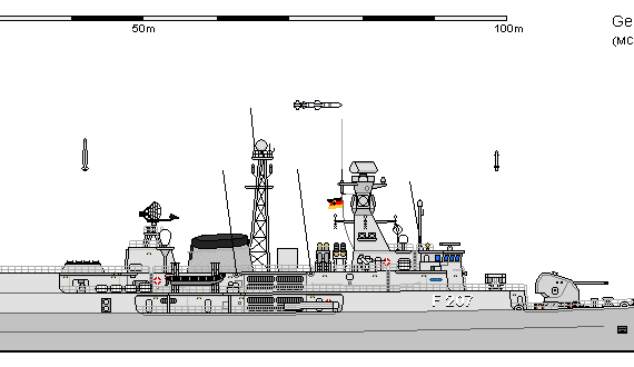 Корабль D FF Klasse 122b Meko 360 Bremen AU - чертежи, габариты, рисунки