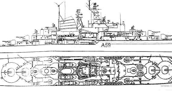 Warship Deutschland (Training Ship) (1965) - drawings, dimensions, pictures