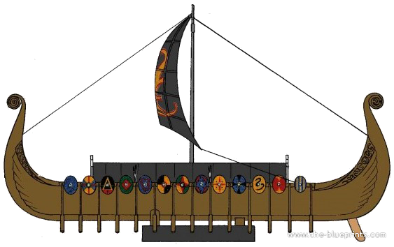 Drakkar Oseberg Viking Ship - drawings, dimensions, pictures