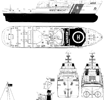 Военный корабль ETV Waker - чертежи, габариты, рисунки