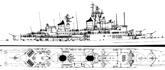 Warship FGR Schleswig Holstein D-182 (Destroyer) (1985) - drawings, dimensions, pictures