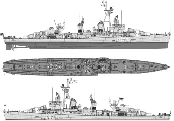 FGS D179 Z5 (Destroyer) (USS DD-572 yson) (1964) - drawings, dimensions, pictures