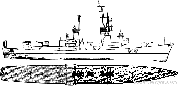 FGS Rommel D187 (Destroyer) - drawings, dimensions, figures