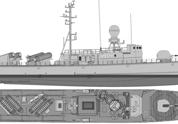 Корабль FGS S71 Gepard P6121 (Gepard PB) - чертежи, габариты, рисунки
