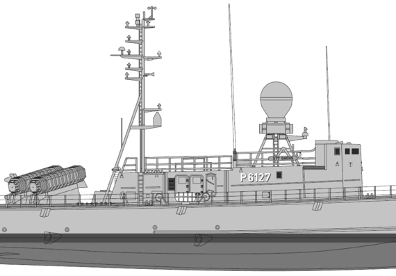 Корабль FGS S77 Dachs P6127 (Gepard PB) - чертежи, габариты, рисунки