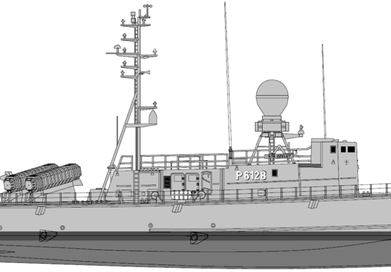 Корабль FGS S78 Ocelot P6128 (Gepard PB) - чертежи, габариты, рисунки