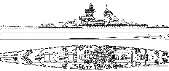 Combat ship FNM Richelieu (Battleship) (1943) - drawings, dimensions, pictures