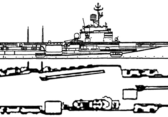 Aircraft carrier FN Clemenceau - drawings, dimensions, pictures