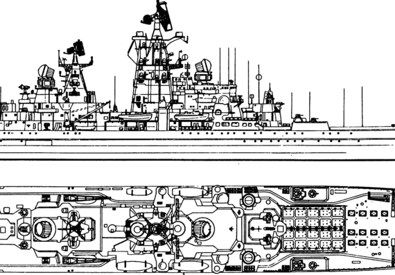 Ship FRS Admiral Lazarev (Project 1144 Orlan Battlecruiser ex USSR Frunze) - drawings, dimensions, pictures