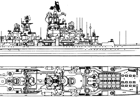 Корабль FRS Admiral Nakhimov (Project 1144 Orlan Battlecruiser ex СССР Kalinin) - чертежи, габариты, рисунки