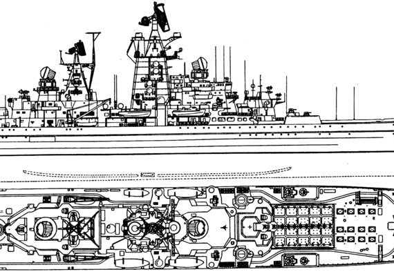 Корабль FRS Admiral Ushakov (Project 1144 Orlan Battlecruiser ex СССР Kirov) - чертежи, габариты, рисунки