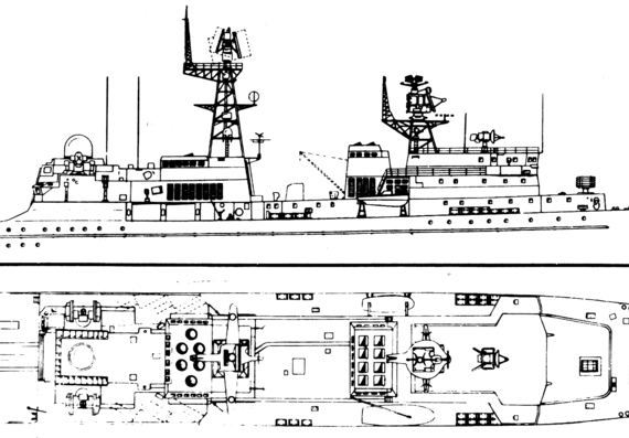 Корабль FRS Neustrashimyy Project 1154 Yastreb Frigate - чертежи, габариты, рисунки