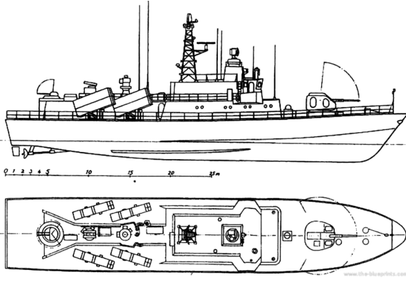 FRS Orkan Project 660M Missile Boat - drawings, dimensions, pictures
