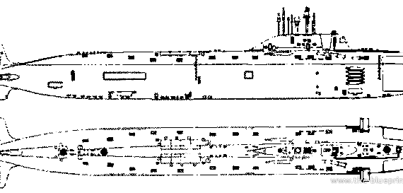 Ship FRS Project 885 Yasen Severodvinsk -class SSN - drawings, dimensions, figures