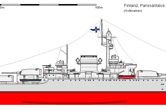 Корабль Fi CA Ansaldo 17000 Panssarilaiva 36A AU - чертежи, габариты, рисунки