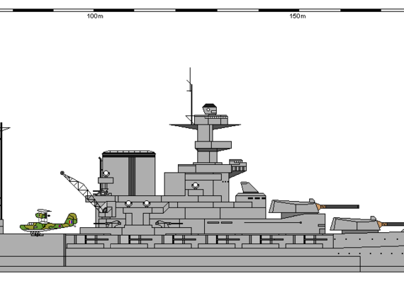 Ship GB BB Queen Elizabeth Malaya - drawings, dimensions, figures