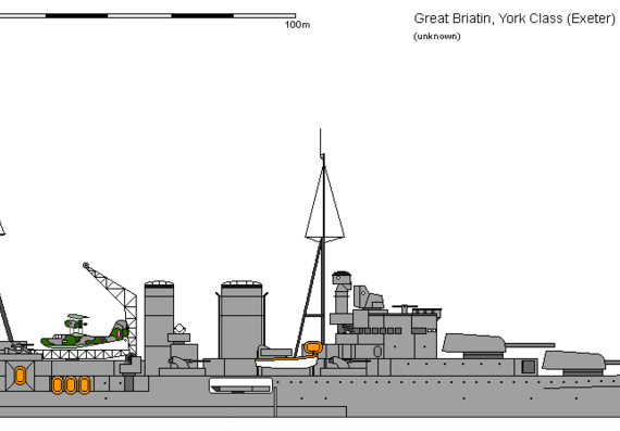 Корабль GB CA York Exeter - чертежи, габариты, рисунки