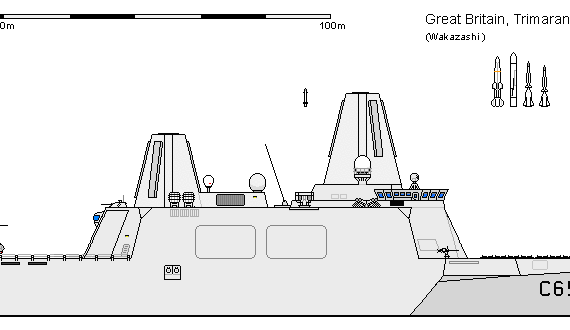 Корабль GB CG Trimaran Cruiser AU - чертежи, габариты, рисунки