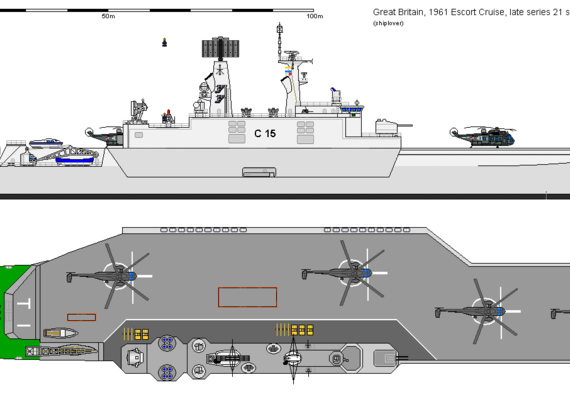 Корабль GB CH Escort Cruiser Series 21 (1961) - чертежи, габариты, рисунки