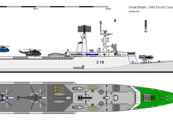 Корабль GB CH Escort Cruiser Series 9 (1960) - чертежи, габариты, рисунки