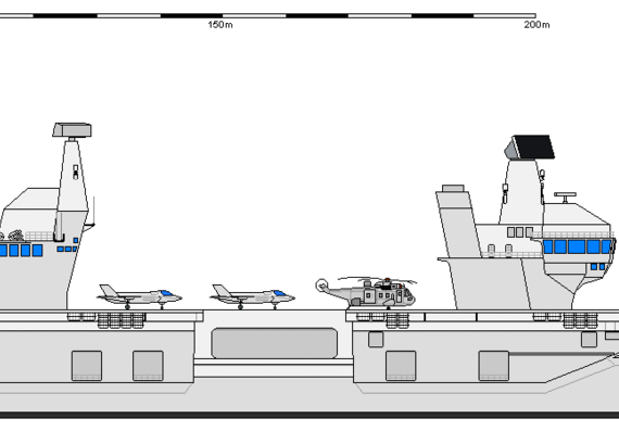 Ship GB CVF Queen Elizabeth - drawings, dimensions, figures