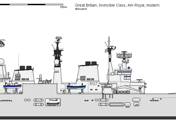 Корабль GB CVS Invincible ARK ROYAL Modern - чертежи, габариты, рисунки