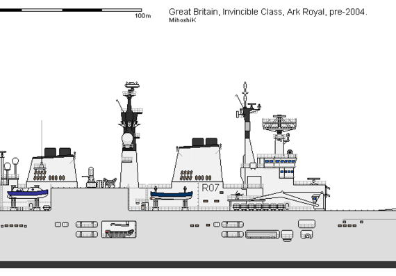 Корабль GB CVS Invincible ARK ROYAL pre (2004) - чертежи, габариты, рисунки