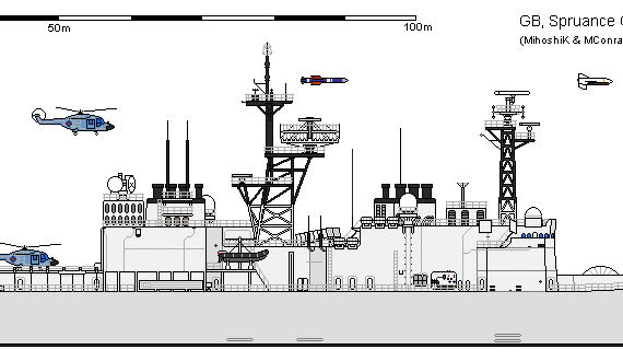 Корабль GB DD-963 SPRUANCE AU - чертежи, габариты, рисунки