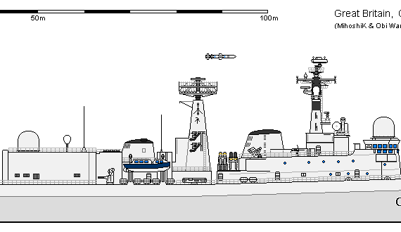 Ship GB DDG County B2 AU - drawings, dimensions, figures