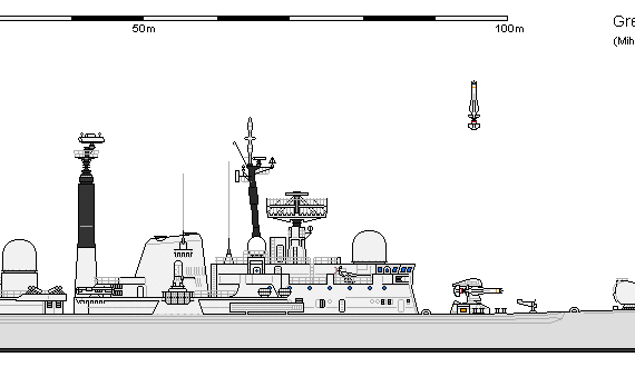 Корабль GB DDG Type 42 B3 MANCHESTER - чертежи, габариты, рисунки