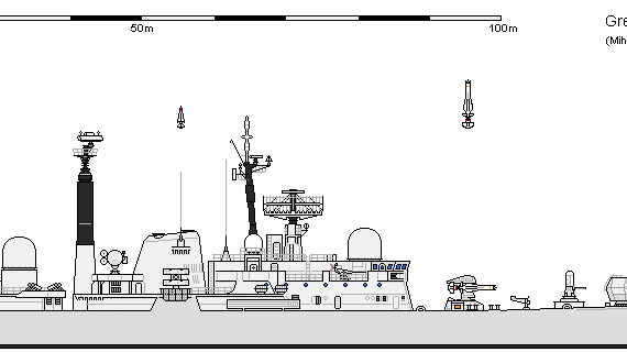 Корабль GB DDG Type 42 B3 MANCHESTER AU - чертежи, габариты, рисунки