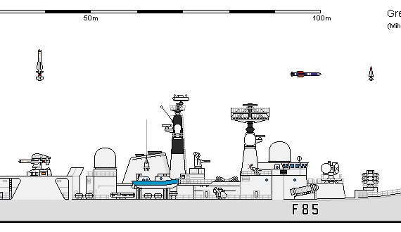 Корабль GB DDG Type 44 Cornwall AU - чертежи, габариты, рисунки